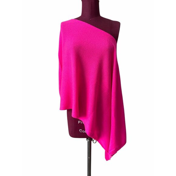Claudia Nichole 100% Cashmere Hot Pink Topper Poncho One size - Picture 2 of 6